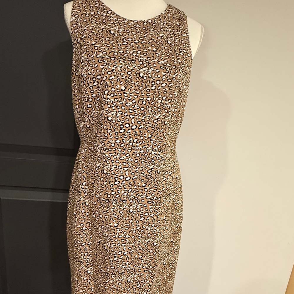 J. Crew Factory Basketweave Sheath Dress, Animal Print Women's Dress, Size 10 - Picture 13 of 14